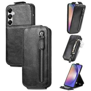 For Samsung Galaxy A55 5G Zipper Wallet Vertical Flip Leather Phone Case(Black)