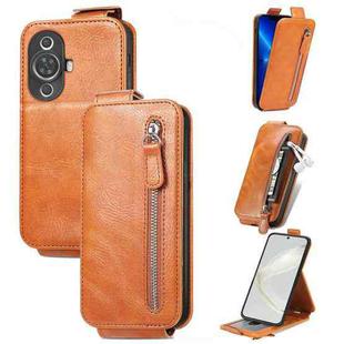 For Huawei Nova 11 Zipper Wallet Vertical Flip Leather Phone Case(Brown)