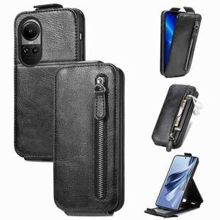 For OPPO Reno10 /10 Pro Global Zipper Wallet Vertical Flip Leather Phone Case(Black)