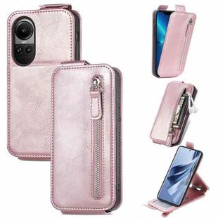 For OPPO Reno10 /10 Pro Global Zipper Wallet Vertical Flip Leather Phone Case(Pink)