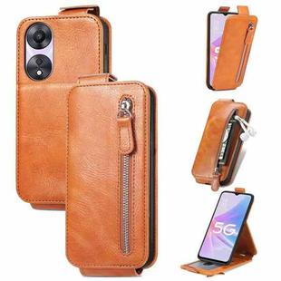 For OPPO A78 5G Zipper Wallet Vertical Flip Leather Phone Case(Brown)