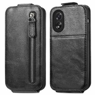 For OPPO A38 Zipper Wallet Vertical Flip Leather Phone Case(Black)