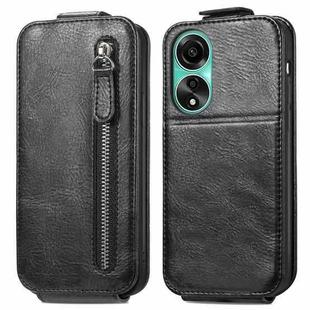 For OPPO A78 4G Zipper Wallet Vertical Flip Leather Phone Case(Black)