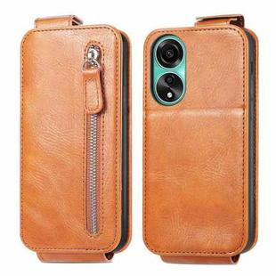 For OPPO A78 4G Zipper Wallet Vertical Flip Leather Phone Case(Brown)