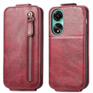 For OPPO A78 4G Zipper Wallet Vertical Flip Leather Phone Case(Red)