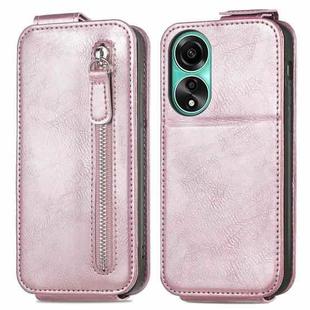 For OPPO A78 4G Zipper Wallet Vertical Flip Leather Phone Case(Pink)