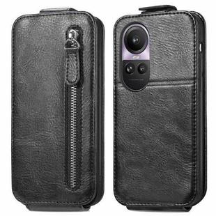 For OPPO Reno10 Pro 5G Zipper Wallet Vertical Flip Leather Phone Case(Black)