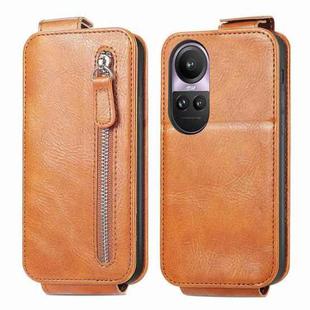 For OPPO Reno10 Pro 5G Zipper Wallet Vertical Flip Leather Phone Case(Brown)