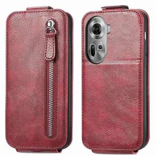 For OPPO Reno11 EU Zipper Wallet Vertical Flip Leather Phone Case(Red)