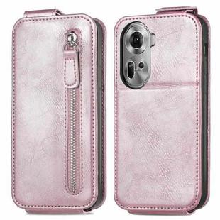 For OPPO Reno11 EU Zipper Wallet Vertical Flip Leather Phone Case(Pink)