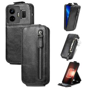 For Realme GT Neo 5 Zipper Wallet Vertical Flip Leather Phone Case(Black)
