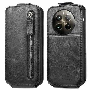 For Realme 12 Pro Zipper Wallet Vertical Flip Leather Phone Case(Black)