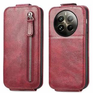 For Realme 12 Pro Zipper Wallet Vertical Flip Leather Phone Case(Red)