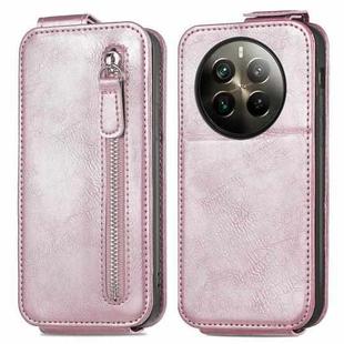 For Realme 12 Pro+ Zipper Wallet Vertical Flip Leather Phone Case(Pink)