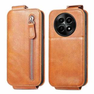 For Realme 12 Zipper Wallet Vertical Flip Leather Phone Case(Brown)