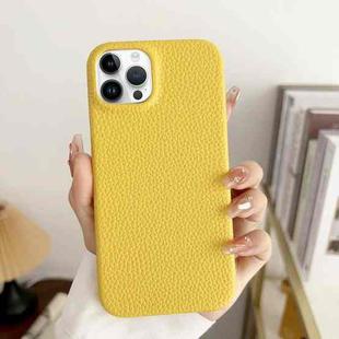 For iPhone 15 Pro Max Litchi Texture All-inclusive Shockproof Phone Case(Yellow)