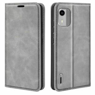 For Nokia C12 Retro-skin Magnetic Suction Leather Phone Case(Grey)