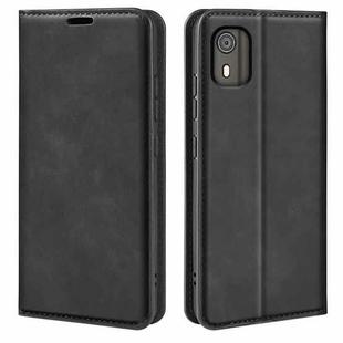 For Nokia C02 Retro-skin Magnetic Suction Leather Phone Case(Black)