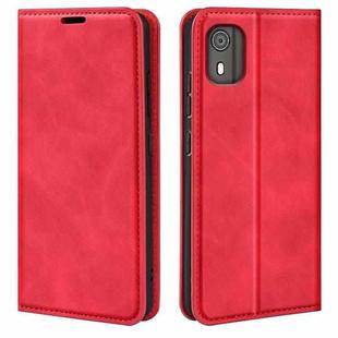For Nokia C02 Retro-skin Magnetic Suction Leather Phone Case(Red)