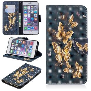 3D Colored Drawing Pattern Horizontal Flip Leather Case for iPhone 6 Plus & 6s Plus, with Holder & Card Slots & Wallet(Black Background Butterfly)