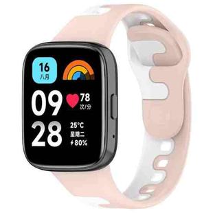 For Redmi Watch 3 Active Stitching Two Color Silicone Watch Band(Pink White)