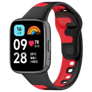For Redmi Watch 3 Active Stitching Two Color Silicone Watch Band(Black Red)