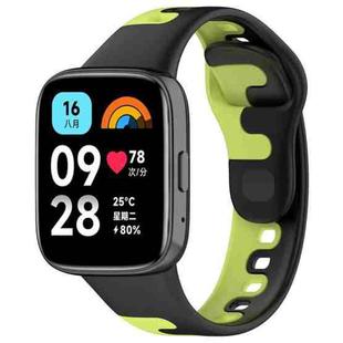 For Redmi Watch 3 Active Stitching Two Color Silicone Watch Band(Black Green)