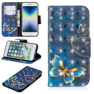 For iPhone SE 2022 / SE 2020 / 8 / 7 3D Colored Drawing Pattern Horizontal Flip Leather Case with Holder & Card Slots & Wallet(Butterfly)