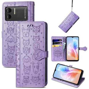 For DOOGEE X98 Pro / X98 Cat and Dog Embossed Leather Phone Case(Purple)