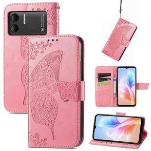 For DOOGEE X98 Pro / X98 Butterfly Love Flower Embossed Leather Phone Case(Pink)