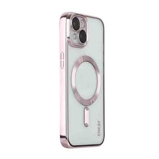 For iPhone 15 ENKAY Hat-Prince Magsafe Electroplated TPU Clear Shockproof Phone Case(Pink)