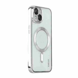 For iPhone 15 ENKAY Hat-Prince Magsafe Electroplated TPU Clear Shockproof Phone Case(Silver)