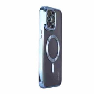 For iPhone 15 Pro ENKAY Hat-Prince Magsafe Electroplated TPU Clear Shockproof Phone Case(Light Blue)