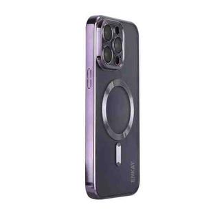 For iPhone 15 Pro Max ENKAY Hat-Prince Magsafe Electroplated TPU Clear Shockproof Phone Case(Purple)