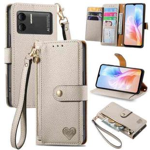 For DOOGEE X98 Pro / X98 Love Zipper Lanyard Leather Phone Case(White)