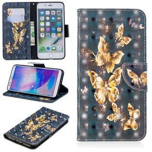 3D Colored Drawing Pattern Horizontal Flip Leather Case for iPhone 7 Plus & 8 Plus, with Holder & Card Slots & Wallet(Black Background Butterfly)