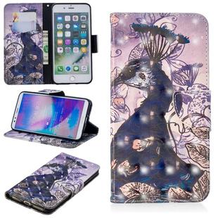 3D Colored Drawing Pattern Horizontal Flip Leather Case for iPhone 7 Plus & 8 Plus, with Holder & Card Slots & Wallet(Peacock)