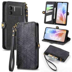 For DOOGEE X98 Pro / X98 Geometric Zipper Wallet Side Buckle Leather Phone Case(Black)