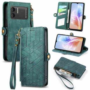 For DOOGEE X98 Pro / X98 Geometric Zipper Wallet Side Buckle Leather Phone Case(Green)