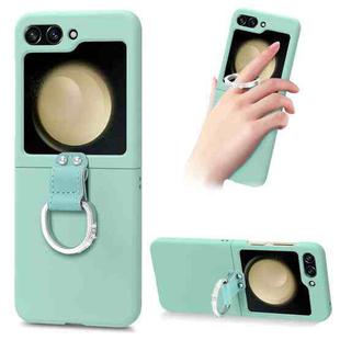 For Samsung Galaxy Z Flip5 5G Skin Diamond-encrusted Ring Holder Phone Case(Light Green)