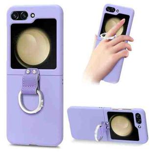 For Samsung Galaxy Z Flip5 5G Skin Diamond-encrusted Ring Holder Phone Case(Purple)