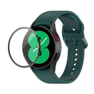 For Samsung Galaxy Watch4 40mm JUNSUNMAY Silicone Adjustable Strap + Full Coverage PMMA Screen Protector Kit(Dark Green)