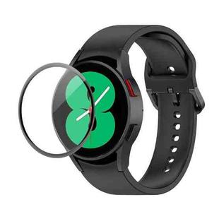 For Samsung Galaxy Watch4 44mm JUNSUNMAY Silicone Adjustable Strap + Full Coverage PMMA Screen Protector Kit(Black)