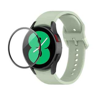 For Samsung Galaxy Watch4 44mm JUNSUNMAY Silicone Adjustable Strap + Full Coverage PMMA Screen Protector Kit(Light Green)