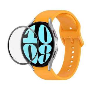For Samsung Galaxy Watch6 40mm JUNSUNMAY Silicone Adjustable Strap + Full Coverage PMMA Screen Protector Kit(Orange)