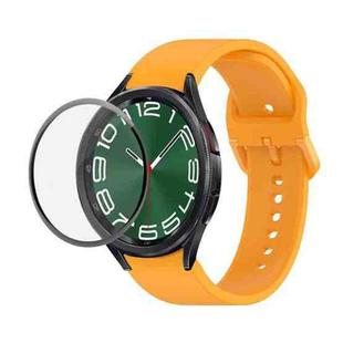 For Samsung Galaxy Watch6 Classic 43mm JUNSUNMAY Silicone Adjustable Strap + Full Coverage PMMA Screen Protector Kit(Orange)