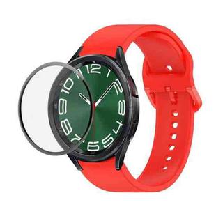 For Samsung Galaxy Watch6 Classic 43mm JUNSUNMAY Silicone Adjustable Strap + Full Coverage PMMA Screen Protector Kit(Red)