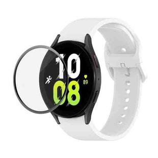 For Samsung Galaxy Watch5 40mm JUNSUNMAY Silicone Adjustable Strap + Full Coverage PMMA Screen Protector Kit(White)