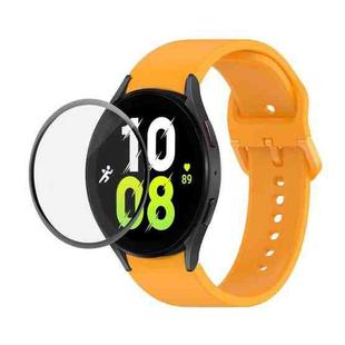 For Samsung Galaxy Watch5 40mm JUNSUNMAY Silicone Adjustable Strap + Full Coverage PMMA Screen Protector Kit(Orange)