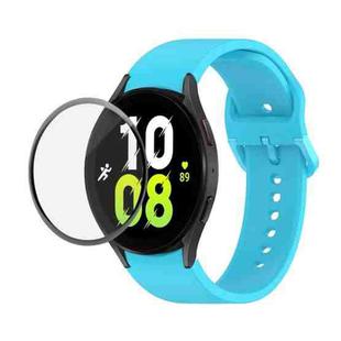 For Samsung Galaxy Watch5 40mm JUNSUNMAY Silicone Adjustable Strap + Full Coverage PMMA Screen Protector Kit(Sky Blue)